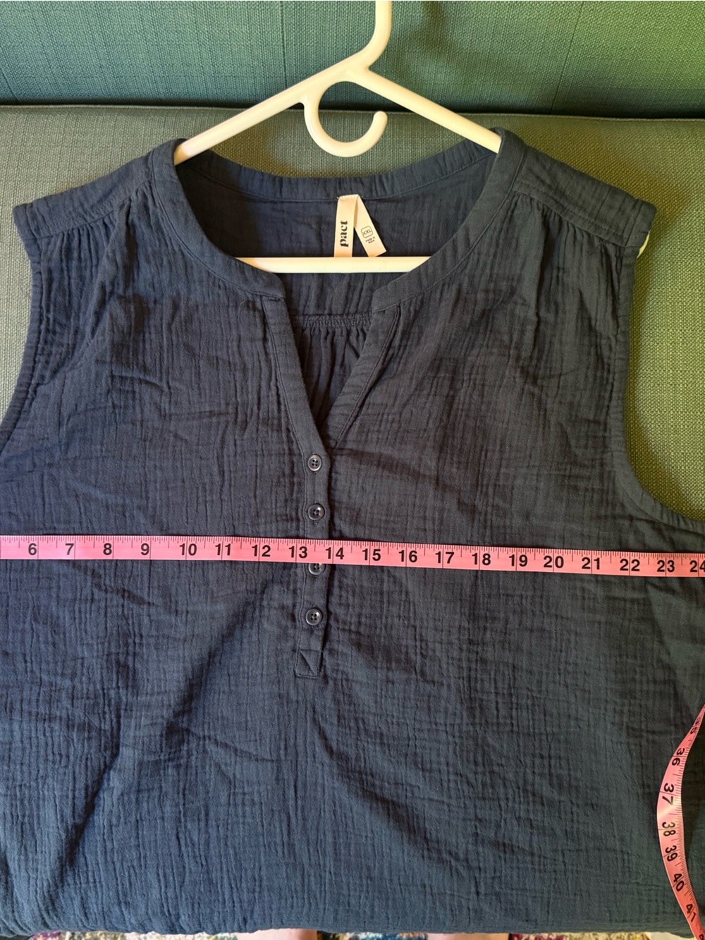 Pact Coastal Double Gauze set French Navy - Henley Tank and Split Hem Pants XXL - Picture 7 of 8